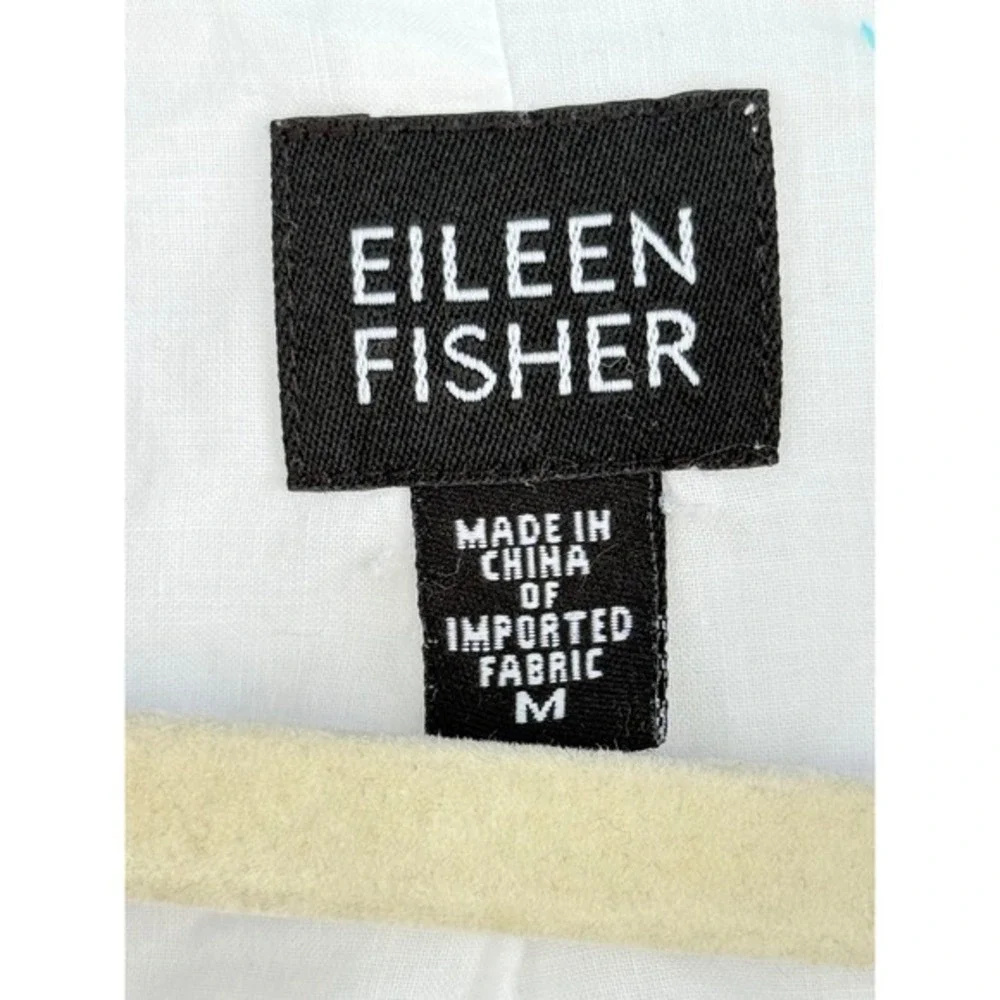 A1 Eileen Fisher Jacket White Textured Cotton Zip Front Minimalist Lightweight M